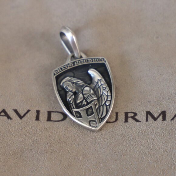 David Yurman Men's Sterling Silver Saint St Michael Amulet Pendant - Picture 3 of 4